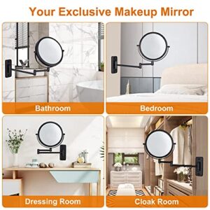 DECLUTTR Wall Mounted Makeup Mirror with 5X Magnification, 8 Inch Double Sided Vanity Magnifying Mirror for Bathroom, Black