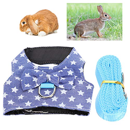 TOPINCN Rabbit Harness with Lead Set Cute Bow Tie Vest Harness Adjustable Pet Chest Walking Harness for Bunny Hamster Ferret and Small Animals(S)