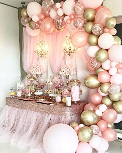 126 Pieces Rose Gold Balloons Birthday Party Decorations for Women, Rose Gold Balloon Garland Arch Kit, Rose Gold Pink and Gold Balloons for Baby Shower Graduation Bachelorette Globos Para Fiestas