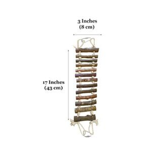 Meric Gecko Ladder Bridge, Raw Wood Hanging Climber, Flexible Swinging Footway, Provides Physical & Mental Encouragement, Entertainment for Lizards, Hamster, Gerbil, 1-pc