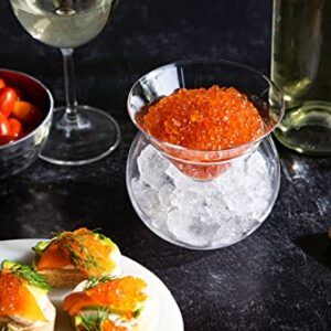 Kook Glass Caviar Chiller Server Set, Serving Dish with Ice Holder, for Shrimp, Appetizers, Liquor, Martinis and Cocktails, Dishwasher Safe, 5 oz Bowl, Set of 2
