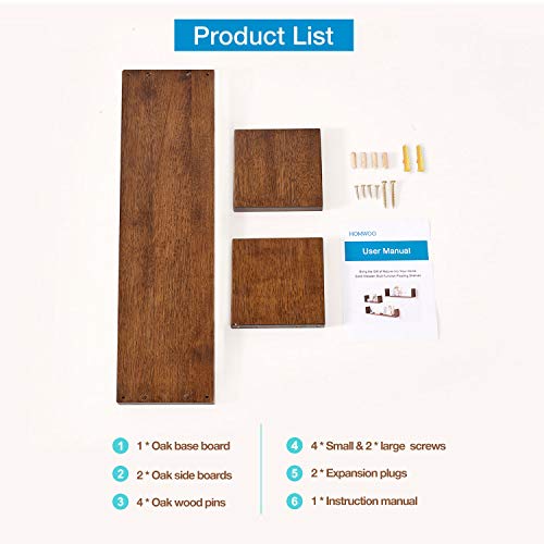 HOMWOO Floating Bookshelf Hanging FAS Grade Natural Solid Wood Shelves U-Shaped Floating Wall Shelf, for Living Room, Bedroom, Office Storage Shelf (Walnut)