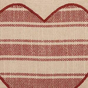 Piper Classics Market Place Red Triple Heart Applique Throw Pillow Cover, 12" L x 20" W, Cream w/Red Ticking Stripe Hearts, Valentine's Day, Love, Country Farmhouse