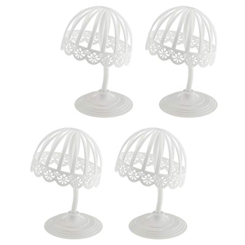 Bonarty 4 Lot Dome Shape Child Fedoras Hat Cap Wigs Display Holder Rack Stand White