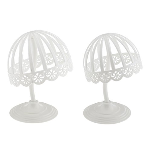 Bonarty 4 Lot Dome Shape Child Fedoras Hat Cap Wigs Display Holder Rack Stand White