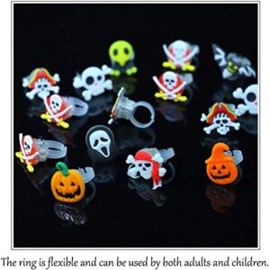 50 Packs Halloween LED Light Up Rings Halloween Glow in The Dark Party Supplies Halloween Light up toys Treat Bag Fillers