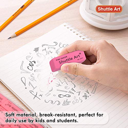 Pink Erasers, Shuttle Art 120 Pack Pink Erasers Bulk for School, Office, Latex-Free Soft Erasers for Kids, Teachers as School Supplies