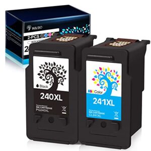 h&bo topmae remanufactured ink cartridges 240 and 241 replacement for canon pg-240xl cl-241xl for pixma mg3620 mx532 mx472 mx452 ts5120 mg2120 mg3520 mg3220 mx512 mg2220 printers (1 black 1 tri-color)