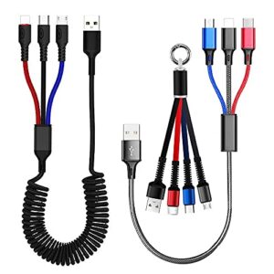 laugwey multifunction usb charging cable set,3 pack 3 in 1 nylon braided charging cord,multiple usb fast charger cords for home,office,car