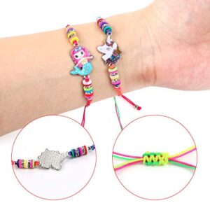 24 Pcs Kids Jewelry for Girls Woven Friendship Bracelets and Necklaces Set with Animal Unicorn Mermaid Butterfly Flower Pendants Gift for Little Girls