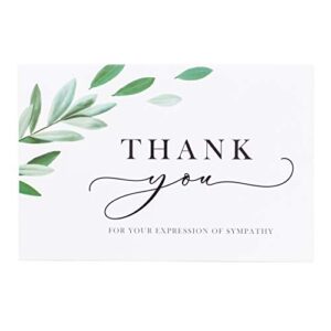 gooji thank you cards for funeral – 20 pcs sympathy acknowledgement cards – elegant and classy watercolor design - matching peel-and-seal white envelopes included – bulk 4 x 6-inch thank you notes