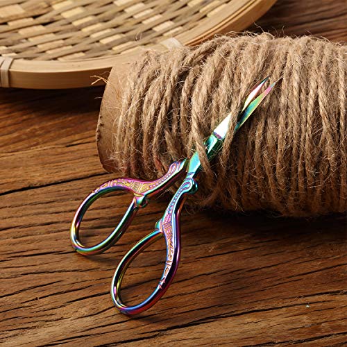 3 Pieces Stork Scissors Stainless Steel Crane Design Sewing Scissors Embroidery Scissors Tailor Scissors Dressmaker Shears for Embroidery, Paper Cutting, Sewing and Daily Activities (Rainbow Color)