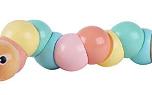 Classic World Wooden Twisting Caterpillar, Colorful Wooden Toy for 1 Year Baby & Toddler Early Learning Education, Pink