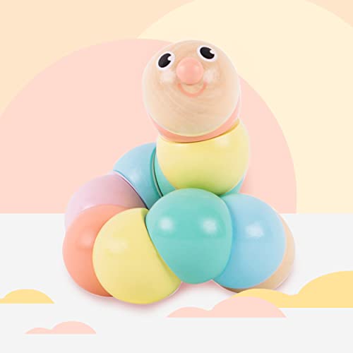 Classic World Wooden Twisting Caterpillar, Colorful Wooden Toy for 1 Year Baby & Toddler Early Learning Education, Pink