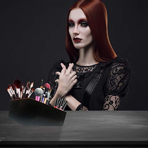 Underground Whispers Red Coffin Makeup Brush Holder - Triple Compartment Vanity Organizer and Desk Storage for Lipstick & Eyeshadow Pen - Skincare Cosmetic Display Cases for Bathroom (Red)