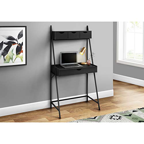 Monarch Specialties 7330 Computer Desk, Home Office, Laptop, Leaning, Storage Drawers, 32" L, Work, Metal, Laminate, Black, Contemporary, Modern Desk-32, 31.5" L x 19" W x 61.25" H