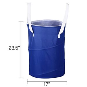 BAGAIL 85L Pop Up Laundry Hamper Bucket Cylindric, Foldable Clothes Bag, Folding Washing Bin,Large Capacity Collapsible Drawstring Closure Polyester Laundry Storage Basket with Handles(Blue)