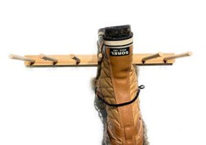 mwcsports reclaimed solid wood boot rack and drying rack display holds 2 to 3 pairs of boots dark