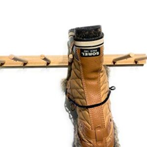 MWCSPORTS Reclaimed Solid Wood Boot Rack and Drying Rack Display Holds 2 to 3 Pairs of Boots Dark