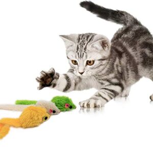 Youngever 24 Pcs Cat Toys Mice Rattle, Play Mice with Rattling Sounds, Cat Mouse Toys, Interactive Play for Cat, Puppy, Kitty, Kitten, in 12 Assorted Colors