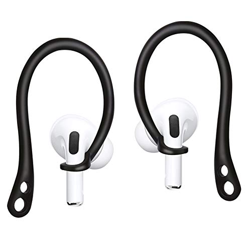 ALXCD Ear Hooks Compatible with AirPods Pro, Anti-Slip Over-Ear Soft TPU Earhook [Anti Slip][Anti Lost], Designed for AirPods Pro Headphones,, 1 Pair, Black