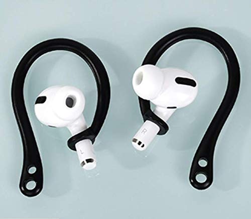 ALXCD Ear Hooks Compatible with AirPods Pro, Anti-Slip Over-Ear Soft TPU Earhook [Anti Slip][Anti Lost], Designed for AirPods Pro Headphones,, 1 Pair, Black