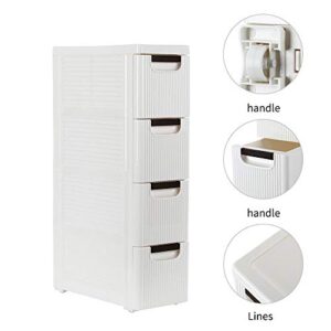 Odthelda 4 Tire Storage Rolling Cart Organizer Plastic Drawers Unit with Wheels Tower Narrow Slim Container Cabinet for Bathroom Bedroom