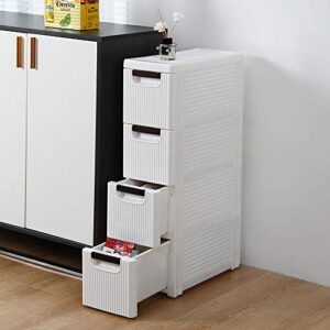 Odthelda 4 Tire Storage Rolling Cart Organizer Plastic Drawers Unit with Wheels Tower Narrow Slim Container Cabinet for Bathroom Bedroom