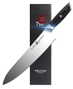 tuo chef knife - 10 inch kitchen cooking knife pro chefs knife - german hc steel kitchen knife with pakkawood handle - falcon series with gift box