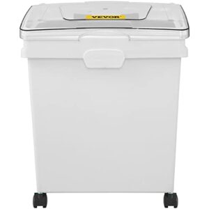 VEVOR 10.5 Gallons Ingredient Bin, Ingredient Storage Bin 2 Pcs/Set, PP Material Flour Bins On Wheels, White Shelf Ingredient Bin with Scoop and Sliding Lid, Commercial Storage Bins