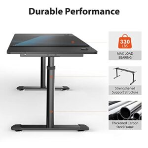 DESIGNA 60 Inch Height Adjustable Computer Gaming Desk, Large Standing Desk Home Offcie Study Writing Table Workstation,Gaming Desk for 3 Monitors with Free Mouse Pad for Home Office Gaming,Black