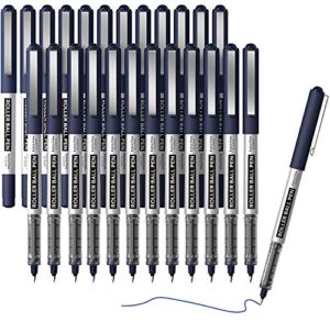 shuttle art rollerball pens, 25 pack blue fine point roller ball pens, 0.5mm liquid ink pens for writing journaling taking notes school office
