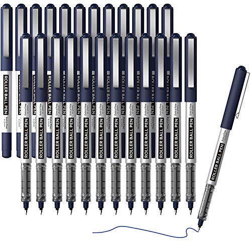 Shuttle Art RollerBall Pens, 25 Pack Blue Fine Point Roller Ball Pens, 0.5mm Liquid Ink Pens for Writing Journaling Taking Notes School Office