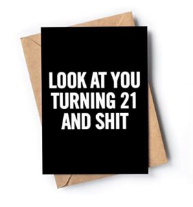 funny 21st birthday card for men or women with envelope | joke card for someone who is turning 21 years old | original and unique present idea for son, daughter.