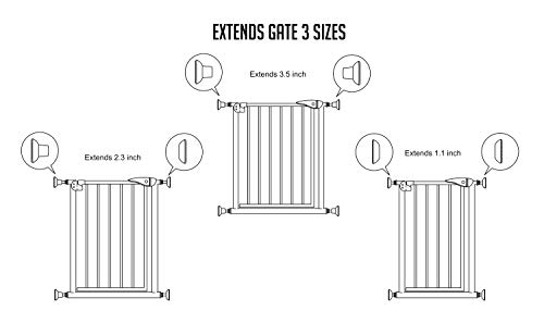 Baby Gate Extender Wall Protector - Pressure Mounted Gates Extension Kit Extends 1.1-3.5 inches Child Safety Gates and Protect Walls & Doorways from Pet & Dog Gates - Work on Stairs (White)