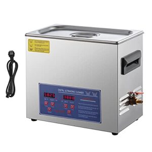 hihone 6l ultrasonic cleaner, stainless steel heated ultrasound cleaning machine digital timer temperature with basket, jewelry glasses cleaner solution for industrial commercial
