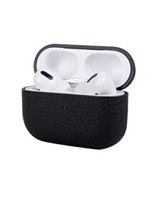 felony case – airpods pro case cover - genuine black pebbled leather | shockproof, dustproof, 360° protection | wireless charging compatible with front led visible
