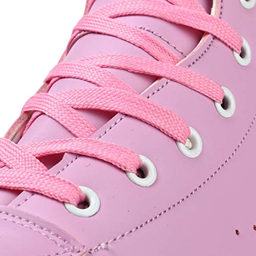 Women's Roller Skates PU Leather High-top Roller Skates Four-Wheel Roller Skates Shiny Roller Skates with Carry Bag for Girls (Pink Flash Wheel,10)