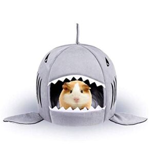 tfwadmx guinea pig warm bed house,small animal large washable cotton nest shark hideout sleeping mat hut cage toy for rabbit hedgehog rat chinchilla hamster -(gray)