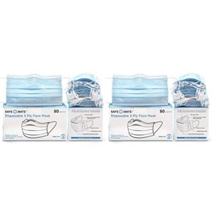 case-mate disposable 3 ply face mask, 50 count (pack of 1)