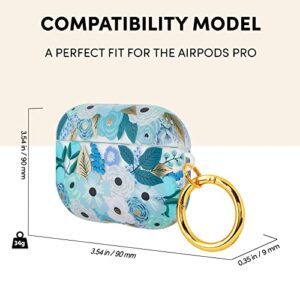 Rifle Paper Co. Airpods Pro Case Cover with Keychain [Wireless Charging Compatible] [Visible LED] Cute Case for Apple AirPods Pro with Floral Design, Anti Scratch, Slim, Shockproof - Garden Party Blue