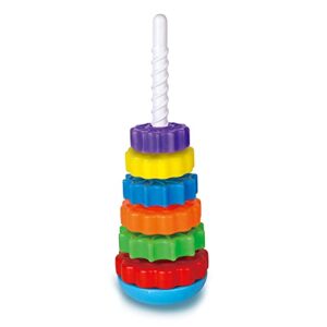 finesource super jojo stacking rings toy plastic rainbow stacker toddler spinning toy learning toys for 12 months 1 year old baby boys girls (one color)