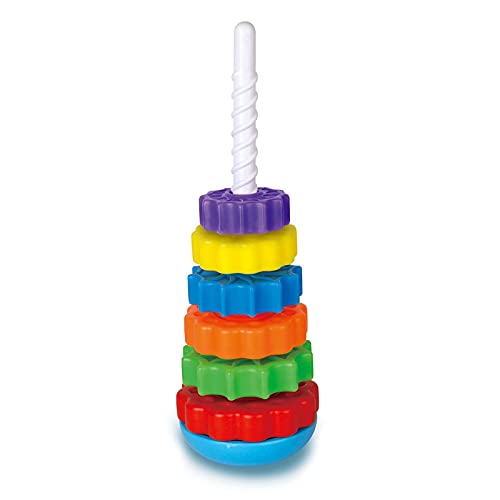 FineSource Super JoJo Stacking Rings Toy Plastic Rainbow Stacker Toddler Spinning Toy Learning Toys for 12 Months 1 Year Old Baby Boys Girls (one Color)