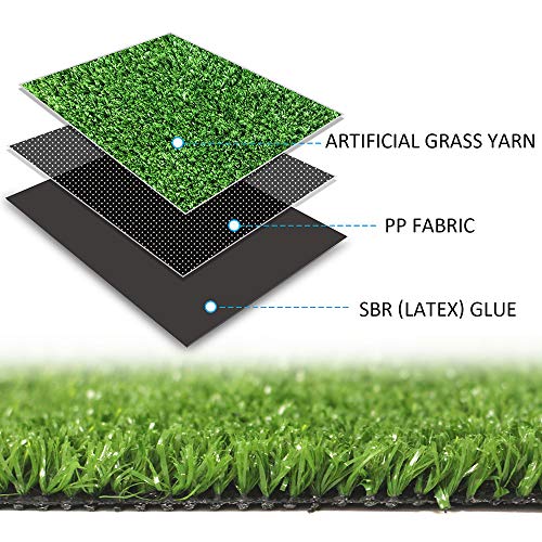 Artificial Grass Turf Lawn-3 Feet x 10 Feet, 0.4" Indoor Outdoor Rug Synthetic Grass Mat Fake Grass