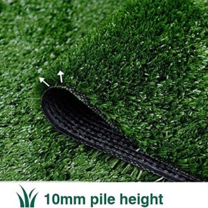 Artificial Grass Turf Lawn-3 Feet x 10 Feet, 0.4" Indoor Outdoor Rug Synthetic Grass Mat Fake Grass