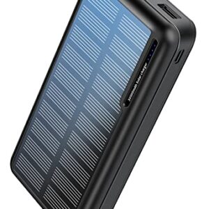 MINRISE Portable Charger 30000mAh, Power Bank Solar Charger with 2 USB Outputs and USB-C (Input Only), External Battery Pack for Outdoor Activities Compatible with Cellphones etc