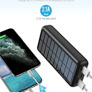 MINRISE Portable Charger 30000mAh, Power Bank Solar Charger with 2 USB Outputs and USB-C (Input Only), External Battery Pack for Outdoor Activities Compatible with Cellphones etc