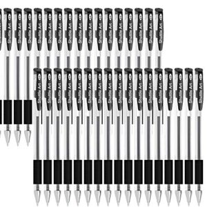 Shuttle Art Black Gel Pens, 50 Pack Fine Point Black Ink Pens Bulk, 0.5mm Rollerball Gel Ink Pens Smooth Writing with Comfortable Grip for Office, School and Home