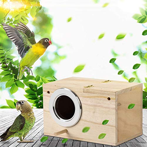 ZYYRT Bird Breeding Box Parakeet Nest Box Budgie Cage Wood House for Parrot, Lovebirds, Parrotlets Mating Box(7.8”x4.8”x4.8”)