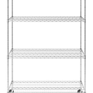 SafeRacks NSF Certified Storage Shelves, Heavy Duty Steel Wire Shelving Unit with Wheels and Adjustable Feet, Used as Pantry Shelf, Garage or Bakers Rack Kitchen Shelving - (24"x48"x72" 4-Tier)